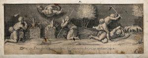 « ... cette génération devra rendre compte du sang de tous les prophètes qui a été versé depuis la fondation du monde, depuis le sang d’Abel jusqu’au sang de Zacharie ...»  « Caïn et Abel offrent leurs sacrifices ; Caïn tue Abel », gravure de F. Villamena. Voir la page pour l’auteur, licence CC BY 4.0, via Wikimedia Commons.